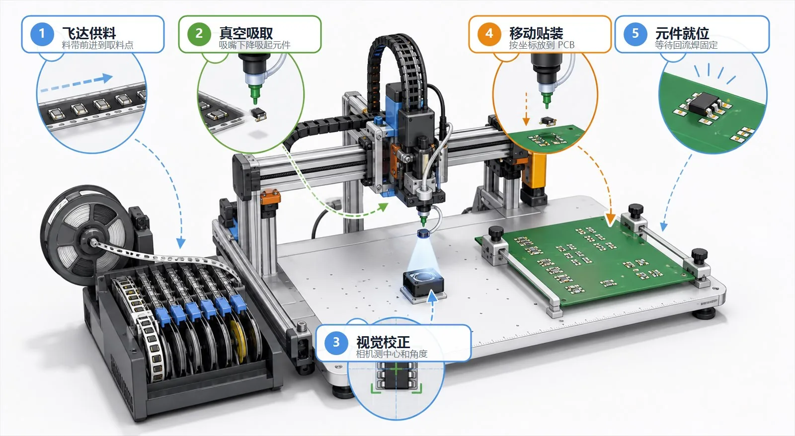 贴片机工作原理示意